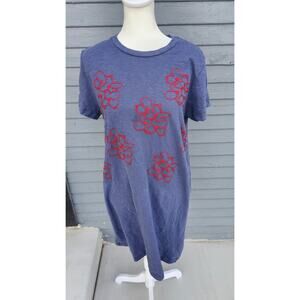 Philosophy SZ Lrge Blue Cotton Embroidered Shirt Dress Short Sleeve